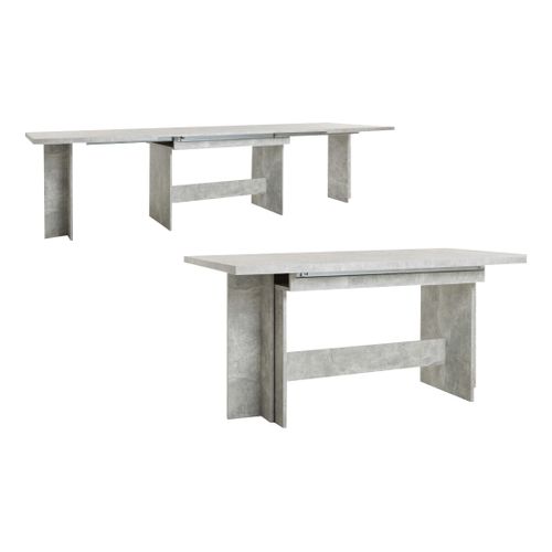 Table à Manger Extensible De 8/12 Personnes - Effet Béton Structuré - L 160 / 310 X L 90 Cm