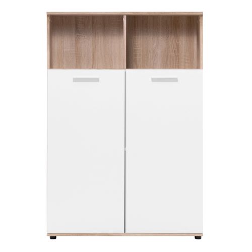 Buffet haut 2 portes/2 niches TOLEDO décor chêne sonoma/blanc