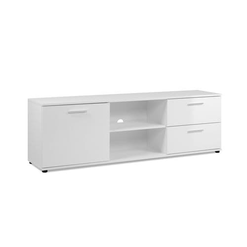 Meuble TV L.160 cm TOLEDO blanc brillant