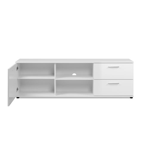 Meuble TV L.160 cm TOLEDO blanc brillant