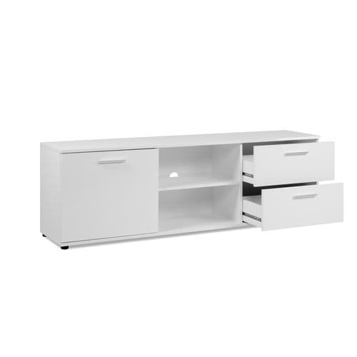 Meuble TV L.160 cm TOLEDO blanc brillant