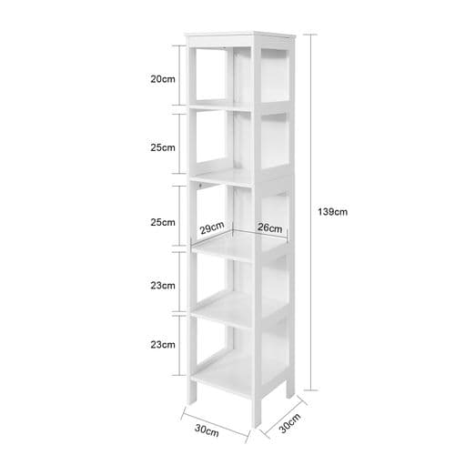 Meuble Colonne De Salle De Bain Armoire Haute Étagère De Salle De Bain Avec 6 Étagères,bzr14-w