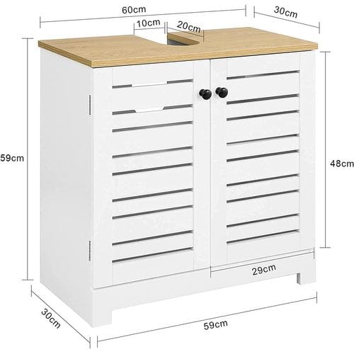 Meuble Sous-lavabo Meuble Sous-vasque À 2 Étages Et 2 Portes, BZr40-w