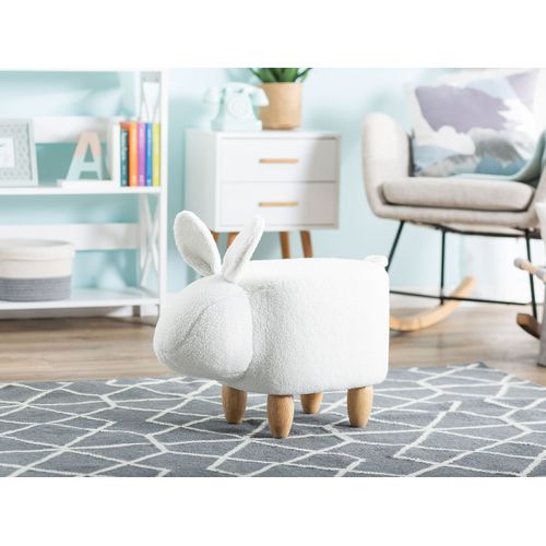 Tabouret Enfant En Tissue Peluche Blanc Bunny