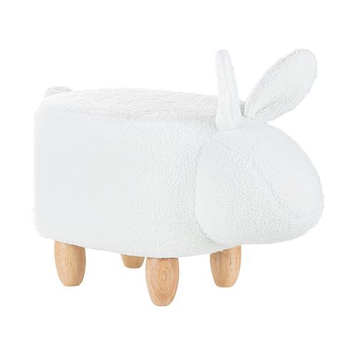 Tabouret Enfant En Tissue Peluche Blanc Bunny