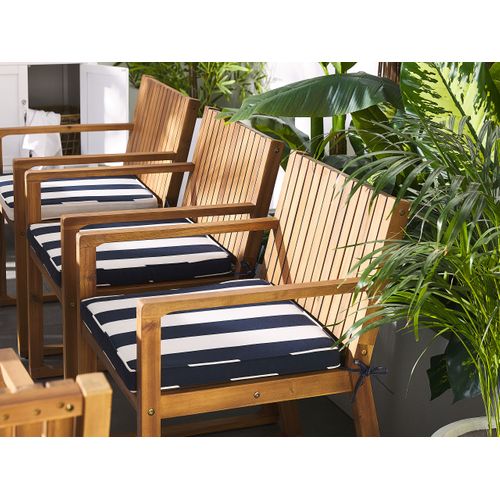 Chaise De Jardin Set De 8 Bois Bleu Marine Sassari