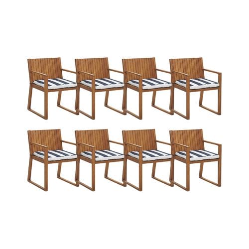 Chaise De Jardin Set De 8 Bois Bleu Marine Sassari