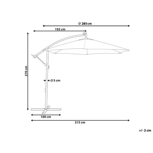 Parasol Déporté Gris Graphite Avec Éclairage LED D 285 Cm Corval