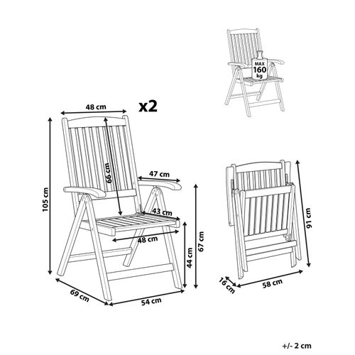 Chaise De Jardin Set De 2 Bois Bois Foncé Toscana