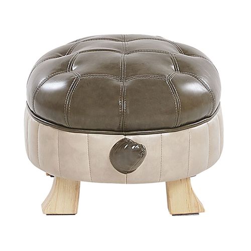 Tabouret Pour Enfant En Cuir Pu Vert Et Beige Turtle