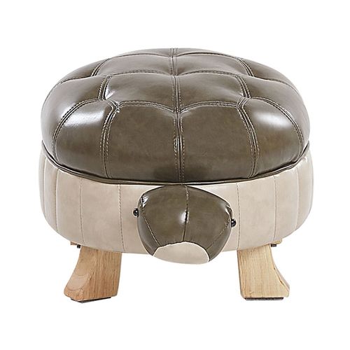 Tabouret Pour Enfant En Cuir Pu Vert Et Beige Turtle