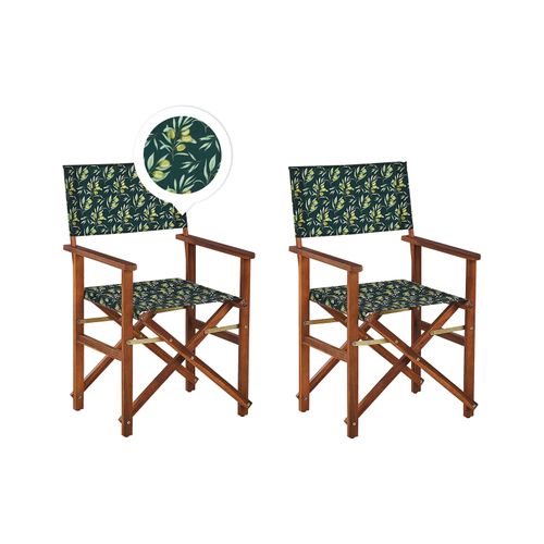 Chaise De Jardin Set De 2 Bois Vert Foncé Cine