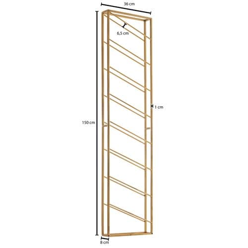 Casier À Vin Mural Métal Doré 36x150x8cm Étagère Porte-bouteilles Étroit