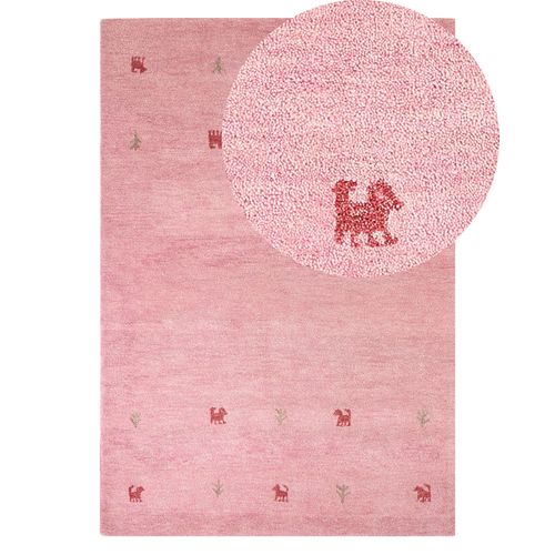 Tapis Gabbeh En Laine 140 X 200 Cm Rose Yulafi