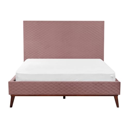 Lit Double En Velours Rose 140 X 200 Cm Bayonne