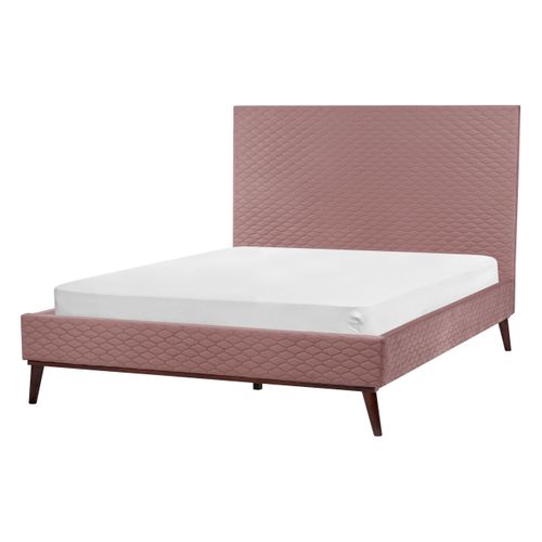 Lit Double En Velours Rose 140 X 200 Cm Bayonne