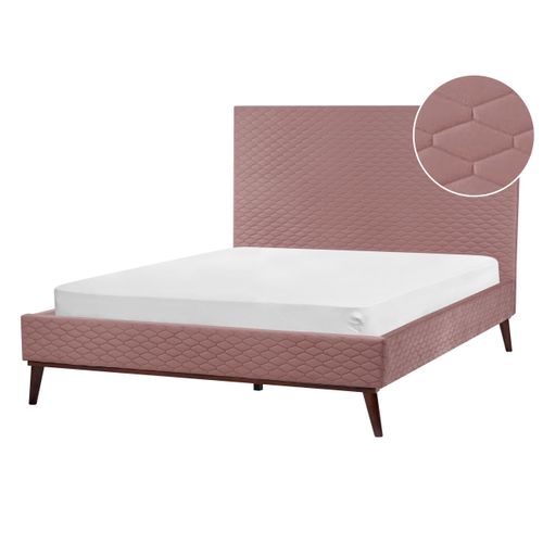 Lit Double En Velours Rose 140 X 200 Cm Bayonne