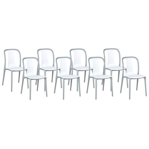 Chaise De Jardin Set De 8 Matière Synthétique Blanc Spezia