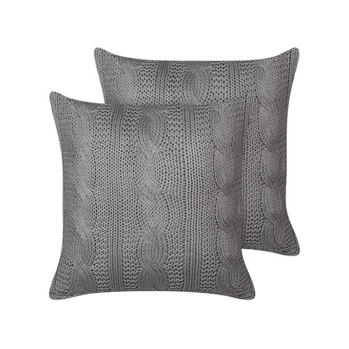 Lot De 2 Coussins Coton Gris Foncé Constylis 45 X 45 Cm