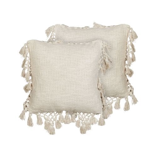 Lot De 2 Coussins Coton Beige Olearia 45 X 45 Cm