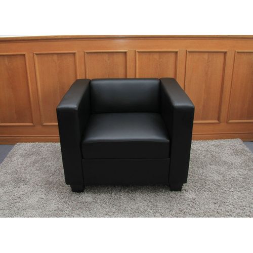 Fauteuil Club / Lounge Lille, 86x75x70 cm, Simili-cuir, Noir