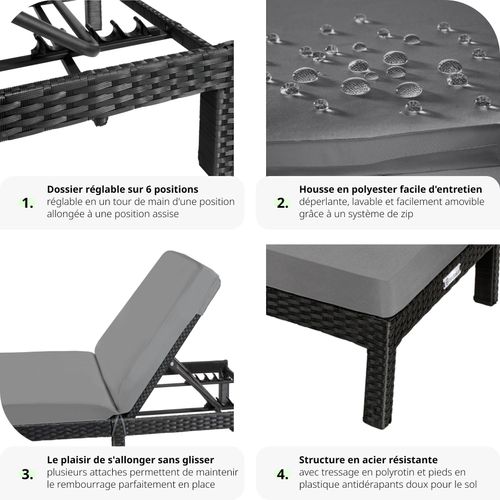 Bain De Soleil Sofia 6 Positions - Noir