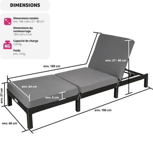 Bain De Soleil Sofia 6 Positions - Noir