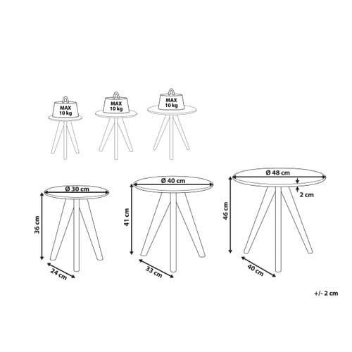 Lot De 3 Tables Appoint Blanches Vegas