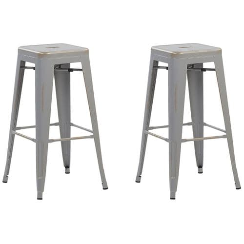 Tabouret De Bar Set De 2 Métal Argenté Cabrillo