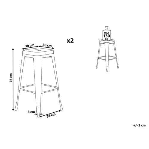 Tabouret De Bar Set De 2 Métal Argenté Cabrillo