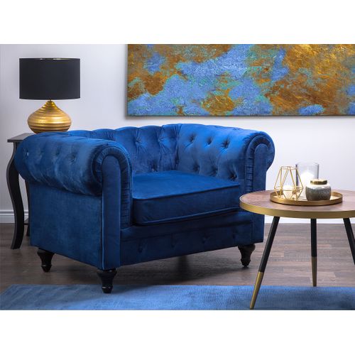 Velours Fauteuil Bleu Marine Chesterfield