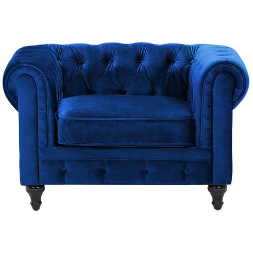 Velours Fauteuil Bleu Marine Chesterfield