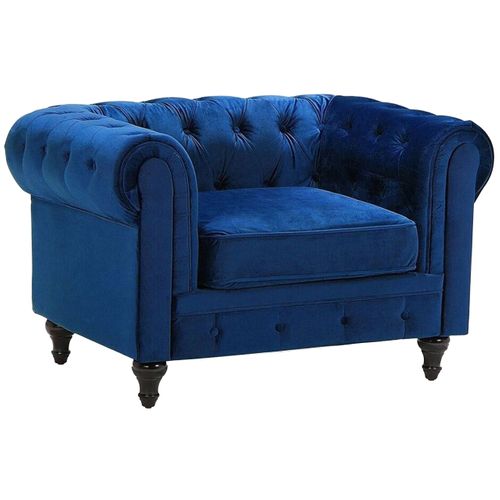 Velours Fauteuil Bleu Marine Chesterfield