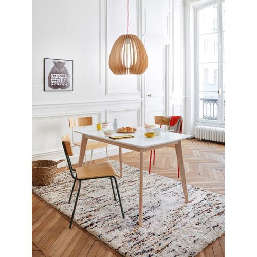 Table extensible L120-160 cm MALENA scandinave bois et blanc