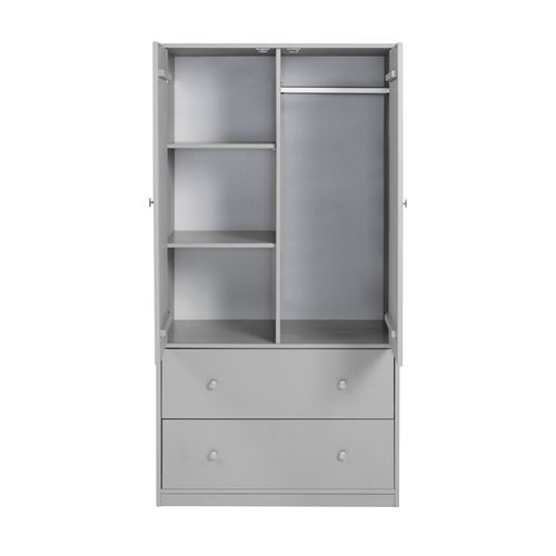 Armoire 2 portes 2 tiroirs BLOOM Gris