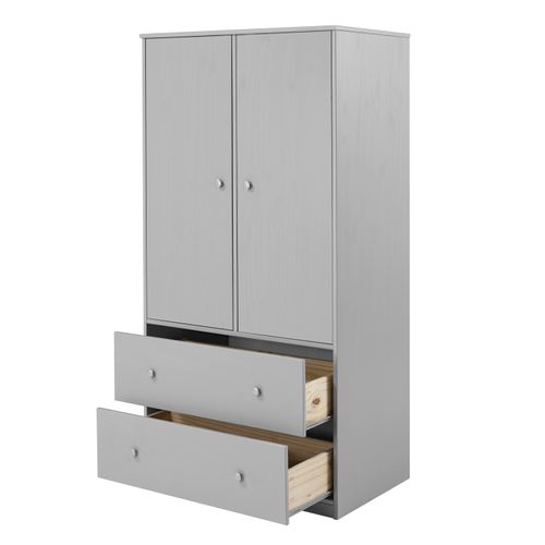 Armoire 2 portes 2 tiroirs BLOOM Gris