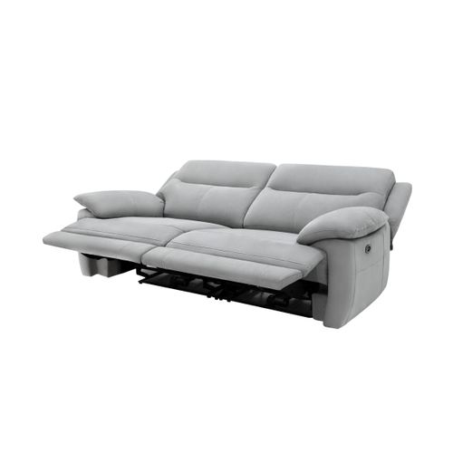 Canapé 3 places 2 relax électrique CURTISS III tissu gris clair