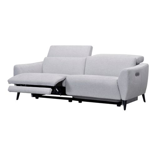 Canapé 3 places 2 relax électrique VERMONT tissu gris clair