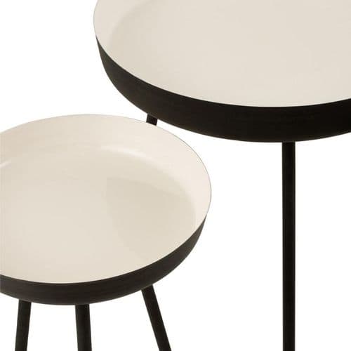 Lot De 3 Tables Gigognes "pulta" 67cm Noir et Blanc