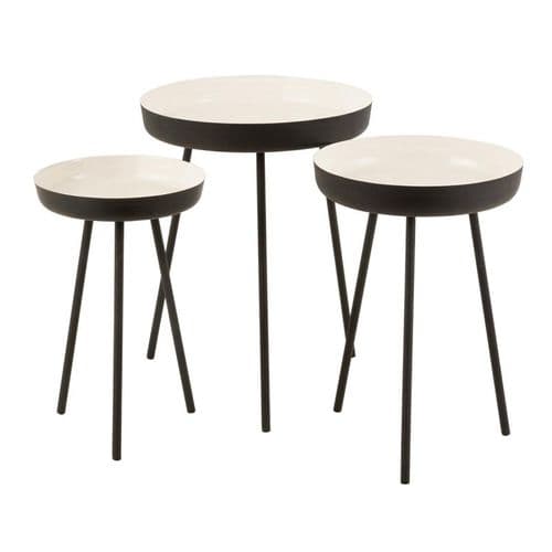 Lot De 3 Tables Gigognes "pulta" 67cm Noir et Blanc