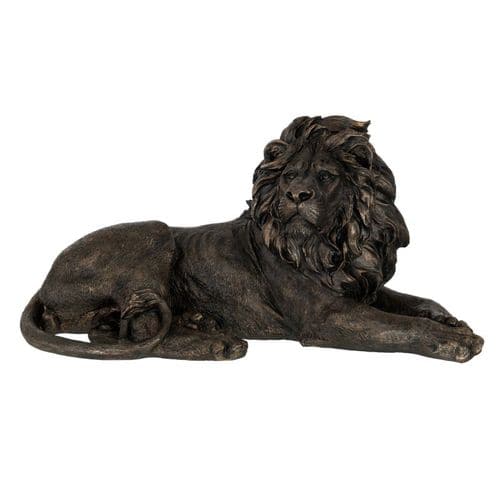 Statuette Déco "lion Couché" 80cm Bronze