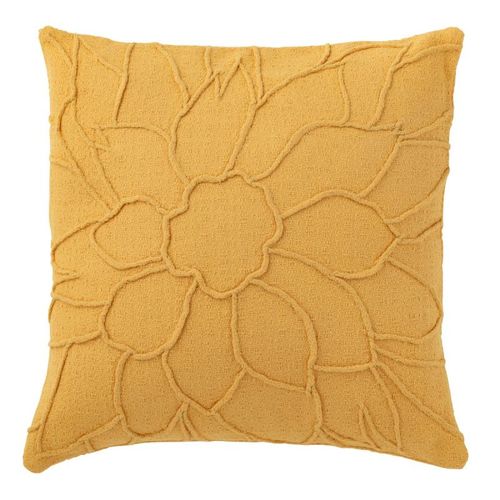 Coussin Déco "fleur" 43x43cm Ocre