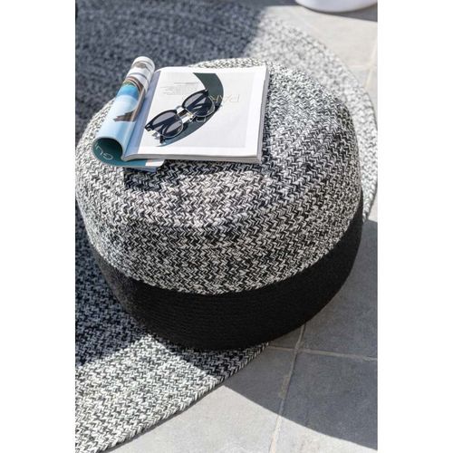 Pouf Rond Design "miami" 50cm Noir et Blanc