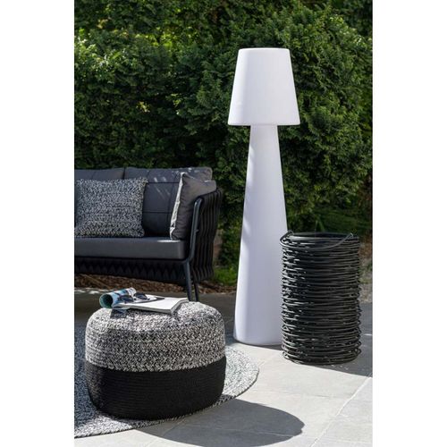 Pouf Rond Design "miami" 50cm Noir et Blanc