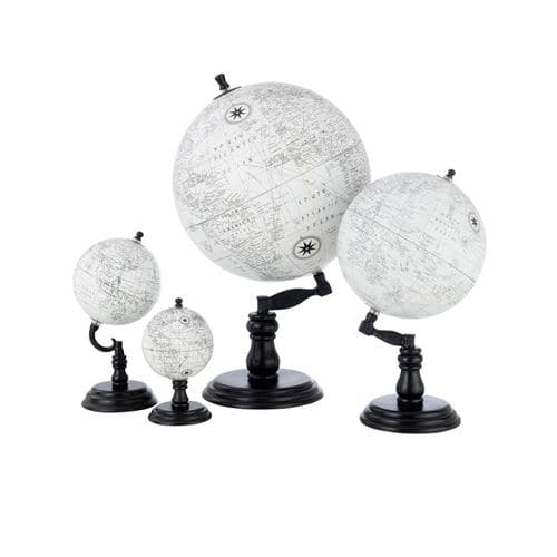 Globe Sur Pied En Bois "terrestre" 50cm Noir et Gris