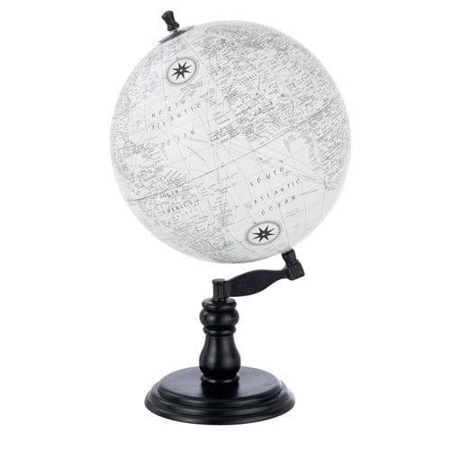 Globe Sur Pied En Bois "terrestre" 50cm Noir et Gris