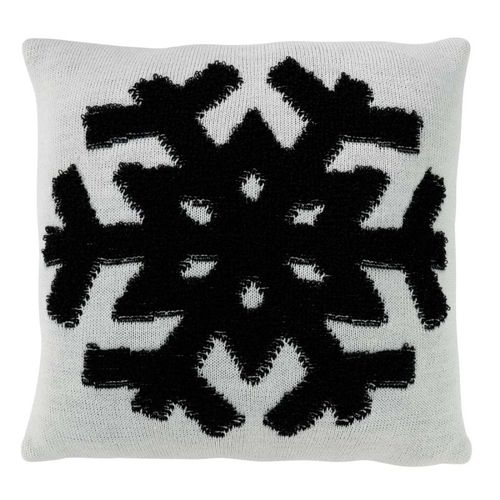 Coussin Déco "flocon" 45x45cm Blanc et Noir