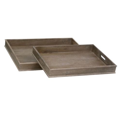 Lot De 2 Plateaux De Service "grey" 71cm Naturel