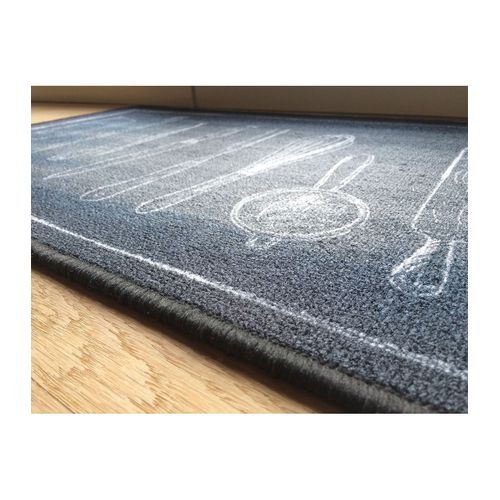 Tapis De Cuisine Noir Motif Couverts