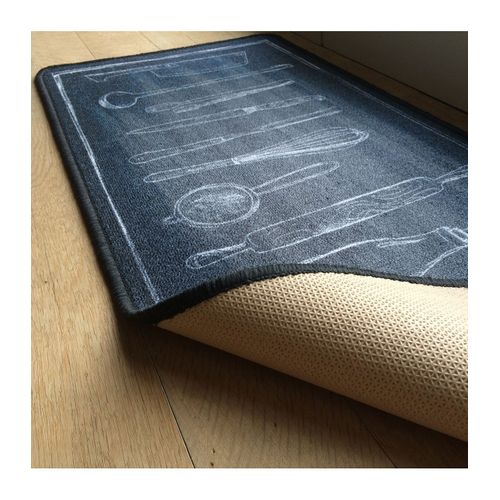 Tapis De Cuisine Noir Motif Couverts